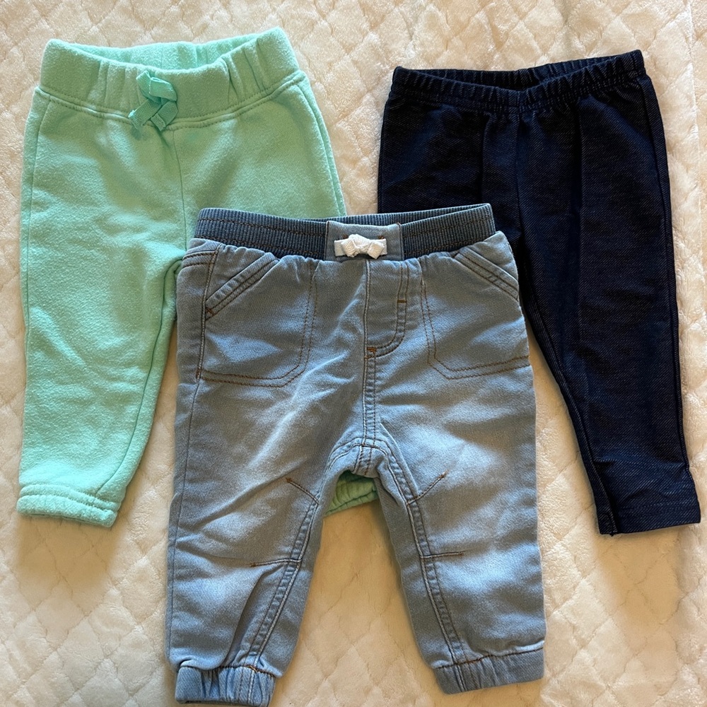 Set of three 3-6m long pants